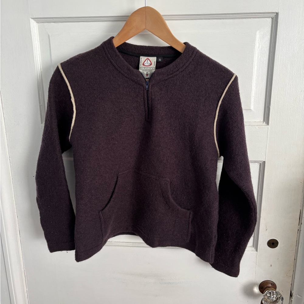 Burton Women's Brown Half-Zip Zip Wool Sweater